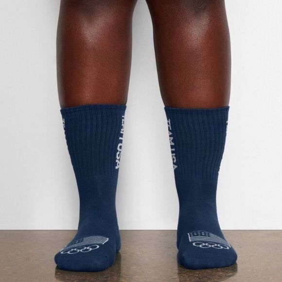 SKIMS 2 Pairs USA Olympic Flag Navy Blue Crew Socks NWT - Picture 12 of 15